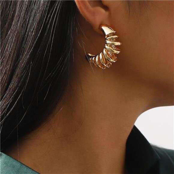 Asymmetrical Gold Drop Earrings | Irregular Melting Liquid Statement Jewelry - Picture 1 of 3